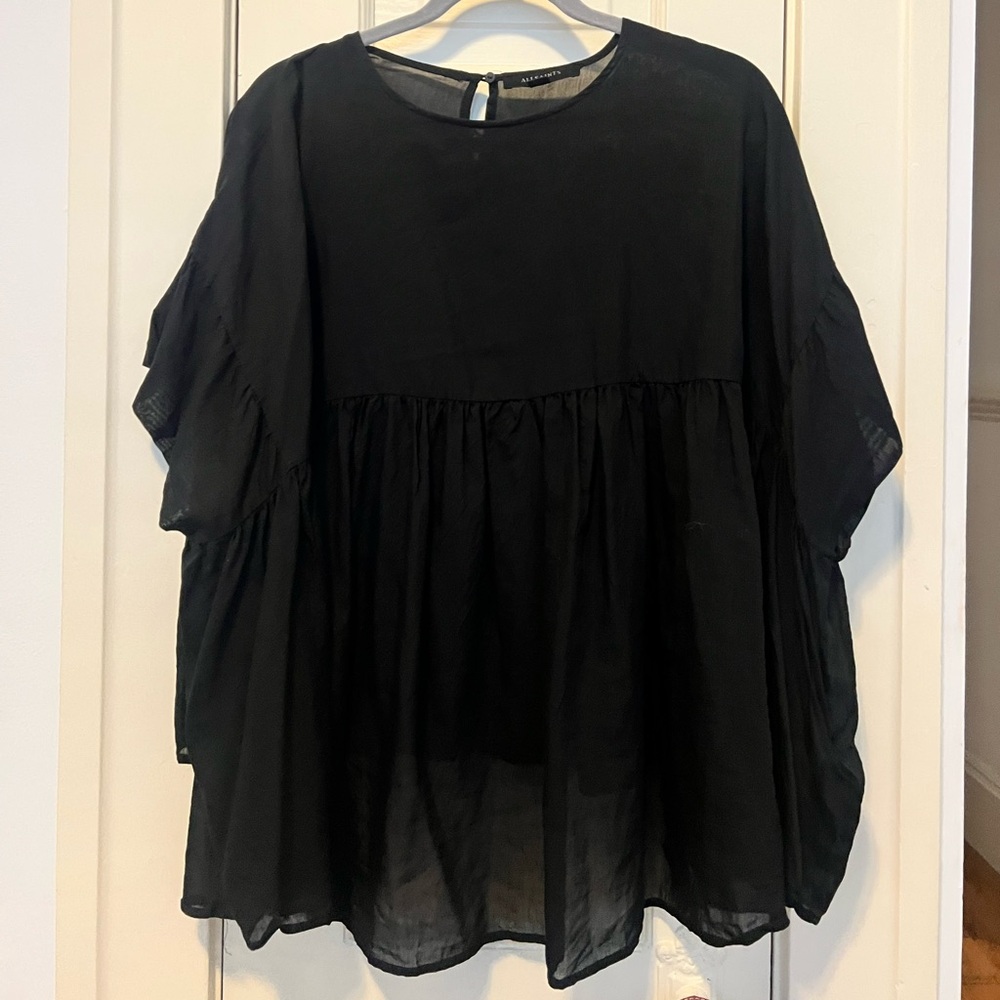 All Saints Black Sheer Blouse